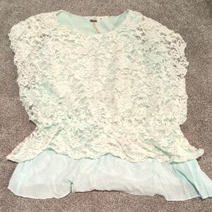 Poof! Lace Overlay Blouse